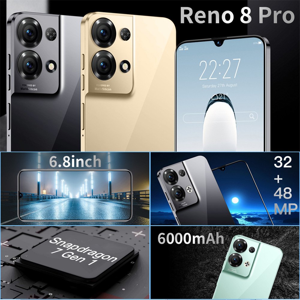 Hot Selling Reno 8 Pro 16G + 1T Mobile Phones Cellphone Handphone 3g & 4g Smartphone